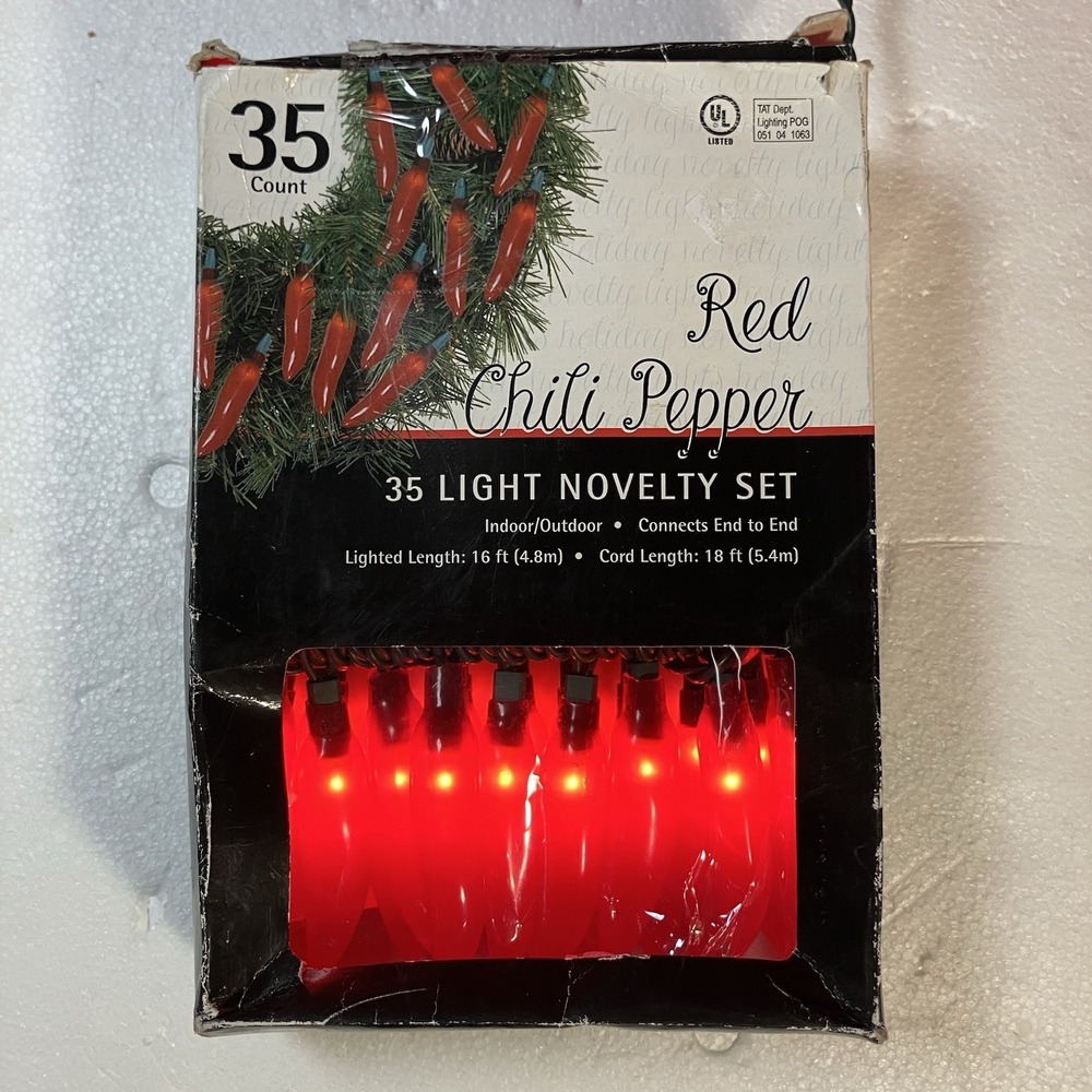 1 - Red Chili Pepper 35 Light Novelty Set / 18 Feet / Cinco De Mayo / Christmas